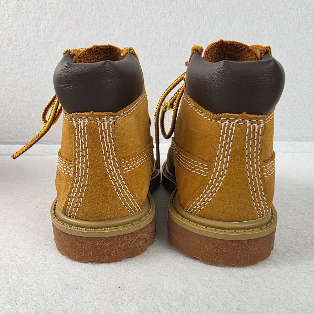 Timberland 6 Inch Premium Waterproof Boots Kids Size 4 Wheat Nubuck 12809